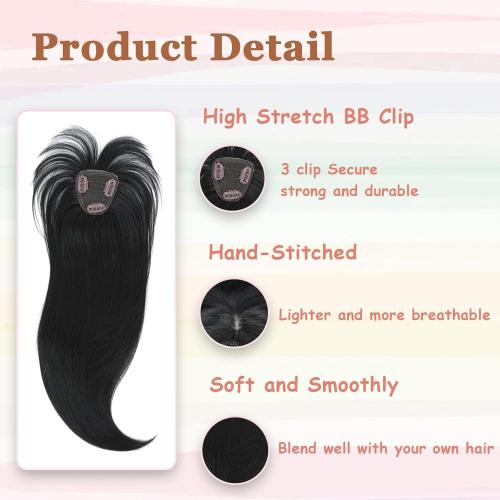 Color dirty blond Hair Toppers for Women, 20 Inch Long Curly Wavy Hair Topper 360° 3D French Clip in Bangs (Straight 18 inch)