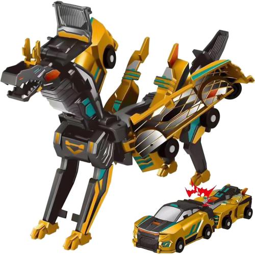 Aimery Collision Transforming Dinosaur Car Toy, 2 Magnetic Cars Convert into Dinosaur Toys,Dino Robot Toy, Boys Toys,Kids Toys, Party Birthday for Kids (Golden)