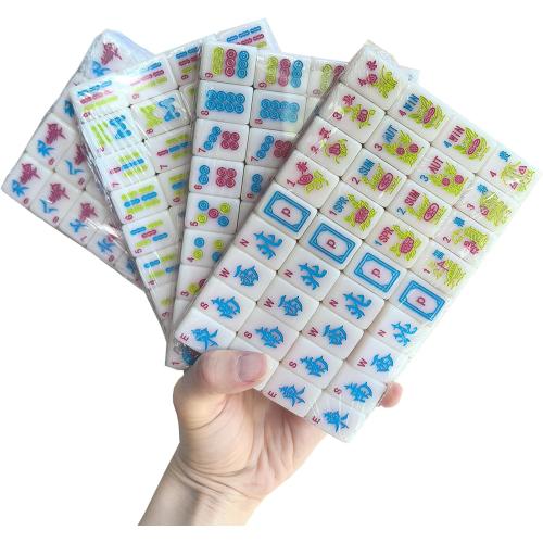 American Mini Mahjong Set 166 Mahjong Tiles 0.9-inch American Mahjong Game Pink Set Thickened Mah-Jongg Tiles Bag Mahjong Tile Set