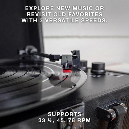 Victrola Journey - Bluetooth Suitcase Record Player - Brown | Built-in stereo speakers, 3-speed turntable plays 7, 10 and 12 records, Bluetooth streaming, headphone jack