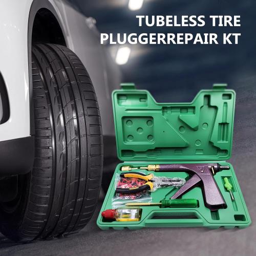 Tire Repair Kit Mushroom Plug - Heavy Duty Tubeless Puncture Fix for Cars, Motorcycles, Trucks, ATV, Tractors - Professional Flat Tire Patch Kit with 16 Plugs (Green)