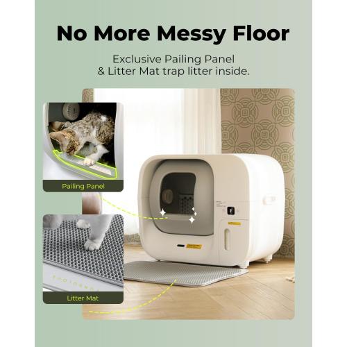 Furbulous True Odor-Free Self Cleaning and Packing Litter Box, Automatic Cat Litter Box with Self-Pack and Refill System, APP Control, Extra Large Space for 3.3-22 lbs Cats,