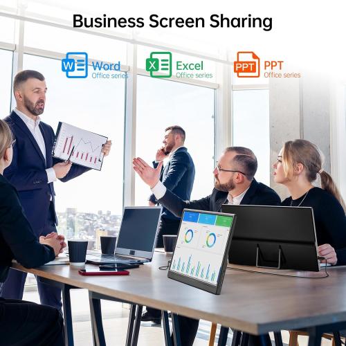 WCV Portable Monitor 15.6 Inch 1080P USB-C HDMI Ultra-Slim Travel Monitor with Kickstand, for Laptop, PC, Mac Phone, PS, Xbox, Swich IPS Ultra-Thin Zero Frame Gaming