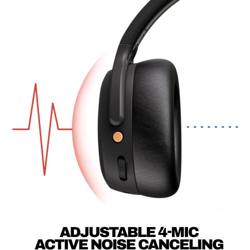 Skullcandy Crusher ANC 2 Wireless Over-Ear Bluetooth Headphones with Multi-Sensory Bass, Active Noise Cancelling, Up to 60 Hours Battery, Microphone for iPhone Android - True Black