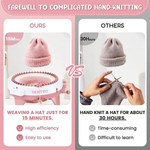 SENTRO 48 Needles Knitting Machine with Row Counter and Plain/Tube Weave Conversion Key, Efficiently DIY Scarf Hat Sock
