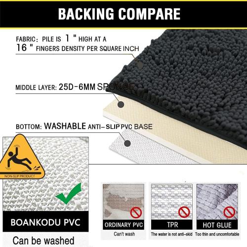 Bathroom Rugs 15x23, Extra Soft Absorbent Chenille Bath Rugs, PVC Backing Quick Dry, Machine Washable Bath Mats for Bathroom Floor, Tub and Shower, Home Decor Accessories, Dark Grey