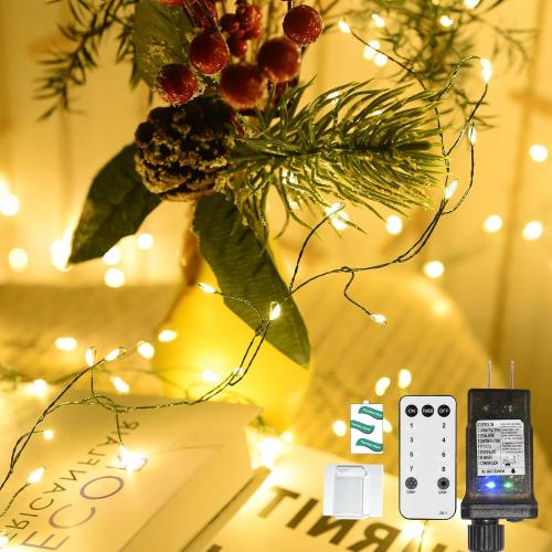 Dailyart Fairy Lights Plug in 500 Led with Remote 42Ft String Light with Timer Waterproof Lights for Bedroom Wreath Party Window Wedding Decoration Warm White Green Wire