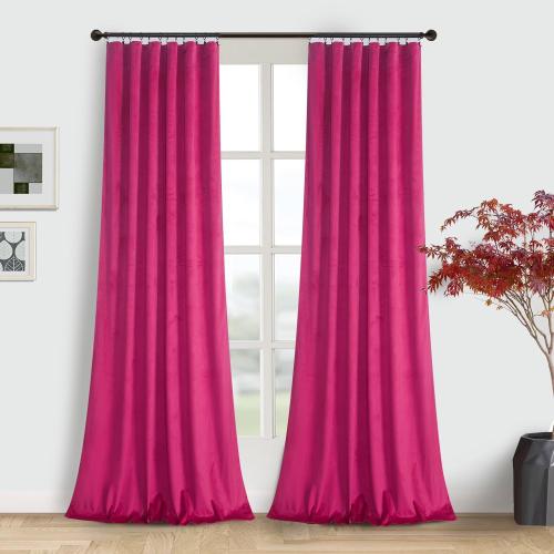 Roslynwood Velvet Berry Curtain 120 inch Long - Curtains Block Light Rod Pocket Thermal Insulated Window Drapes Set for Living Room/Bedroom/Dining Room, W52 x L120, 2 Panels