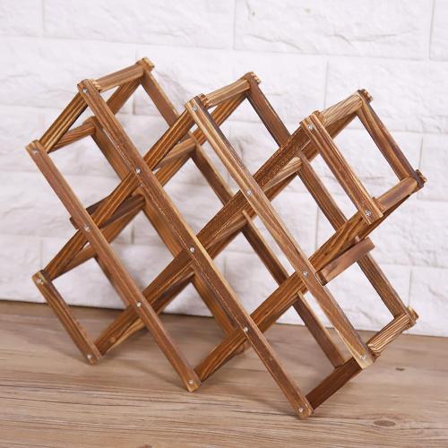 Wood Wine Rack 10 Bottles Capacity, Foldable Organizer Display Shelf for Kitchen, Dining Room, Living Room or Wine Cellar with Accordion Design, Elegant and Convenience