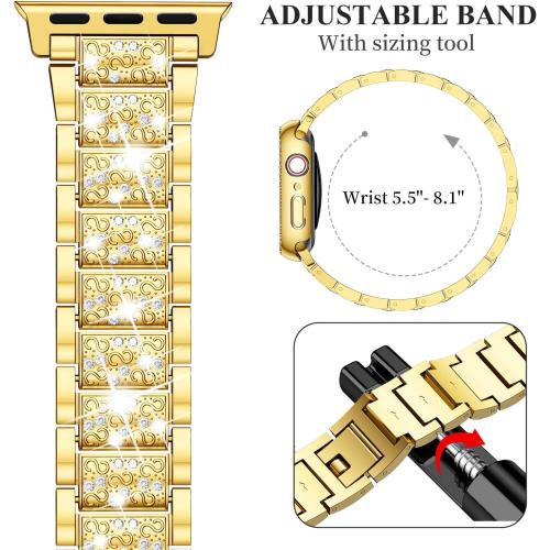 SUPOIX for Apple Watch Band S11/10 42mm Case,Bling Bands for Women-Gold