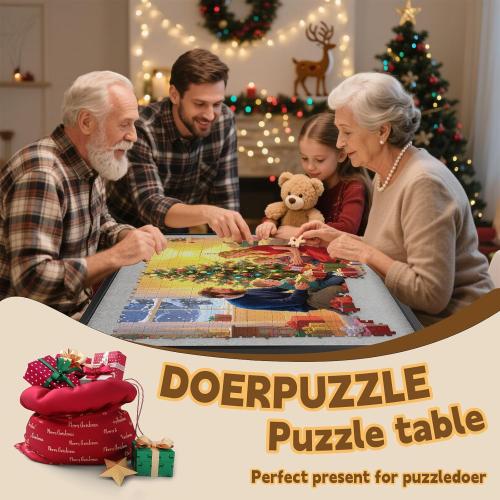Puzzle Table 1500 Pieces, 3-in-1 Foldable Jigsaw Puzzle Table with Cover – 18” & 28” Height, 5 Angle Tilt, Metal Frame, Portable Puzzle Tables Drawers and Legs for All Ages