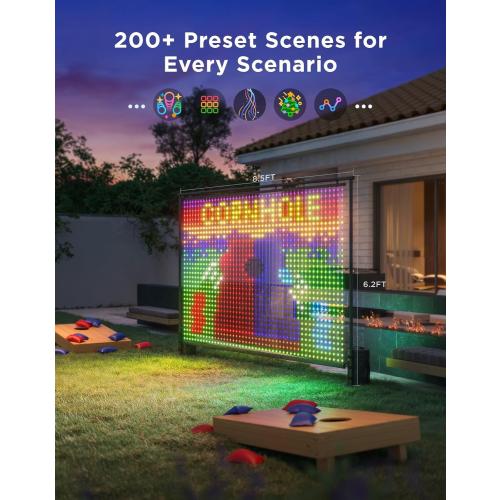 Govee Lightwall, Large Smart Curtain Light, 1536 RGBIC LEDs, 8.5x6.2ft | Portable & Dimmable Color Changing String Lights, Music Sync with AIGC, Light wall for Outdoor & Indoor Use, IP65 Waterproof
