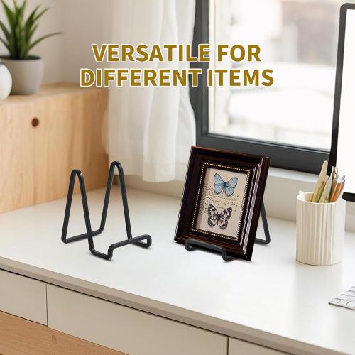 Plate Holder Easel Display Stand - 4.5 inch Metal Plate Stands for Display - Tabletop Picture Stand - Black Iron Easels for Display Pictures | Photo Frames | Book | Decorative Plates | Plaque - 1 Pack