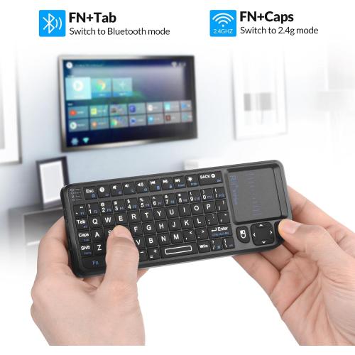 Rii Mini 2.4G Bluetooth Keyboard with Backlit and Touchpad for Smart TV,HTPC