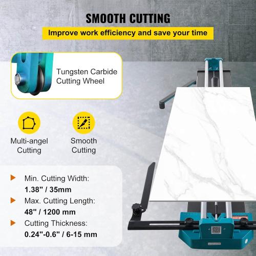 BestEquip Manual Tile Cutter 48 Inch, Laser Guide & Tungsten Wheel for Precision, Cuts Porcelain & Tile, All-Steel Durable Frame, Large 48-Inch Capacity for professional installers or beginners