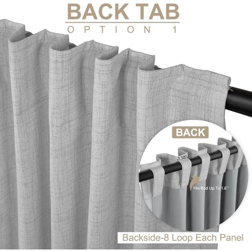 100% Blackout Shield Blackout Curtains for Bedroom  Back Tab/Rod Pocket Living Room Drapes, Thermal Insulated Blackout Curtains 2 Panels  L, Grey