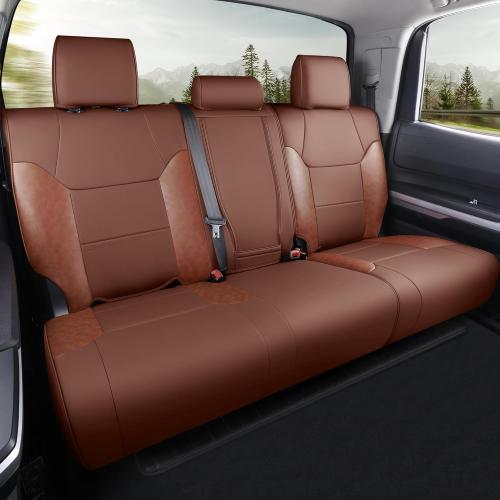 Tundra Seat Cover Customized Fit 2014-2021 CrewMax SR, SR5, Limited, Platinum,1794 Edition TRD Pro Pickup Truck 14Pcs Nappa Leather Seat Cushion Protector Full Set (Brown)