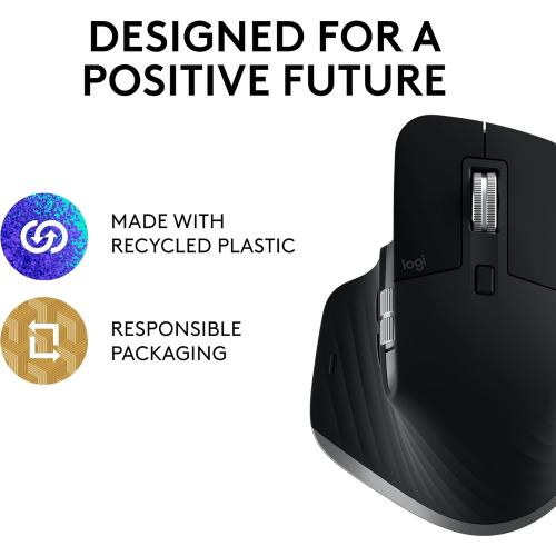 Logitech MX Master 3S for Mac - Wireless Bluetooth Mouse with Ultra-Fast Scrolling, Ergo, 8K DPI, Quiet Clicks, Track on Glass, Customization, USB-C, Apple, iPad - Space Grey