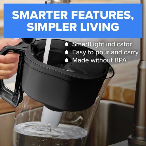 Brita Large 10-Cup Elite Water Filter Pitcher, WQA NSF/ANSI Certified, Reduces 99% of Lead, Microplastics, & 30 Contaminants, BPA-Free, Removes Chlorine Taste & Odor, 1 Elite Filter, White