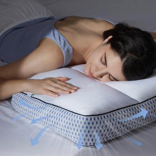 Glaciman Firm Shredded Memory Foam Bed Pillows, Ergonomic Neck and Shoulder Support for Back and Side Sleepers, Machine Washable, Breathable Mesh Gusset, Queen 15 x 25 x 4 Inch, Pack of 2