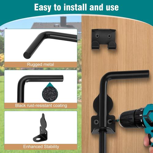 Size 36 Inch 2 pack Color Black Heavy Duty Gate Drop Rod for Gates,Gate Cane Bolt Drop Rod Hardware Ground Latch for Wooden Fences, 36 Cane Bolt Gate Drop Rod,Black Solid Steel(2 Pack for Gate Drop Rod)