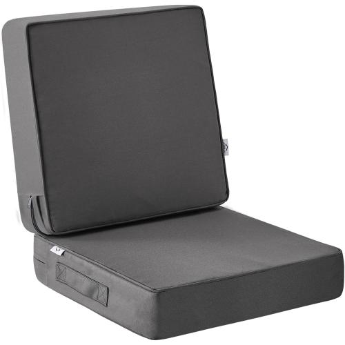 Outdoor Seat Cushion Set 22 x 22 x 3 Inch, Outdoor Cushions for Patio Furniture, Waterproof & Fade Resistant Outdoor Chair Cushions, Deep Seat Cushions with Removable Cover, Dark Grey