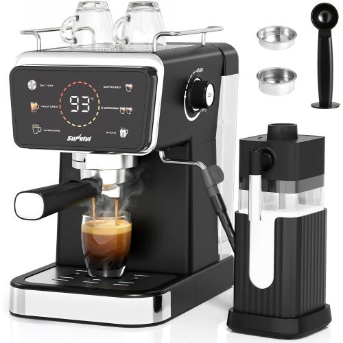 SUNVIVI 20 Bar Espresso Machine for Home and Office, 3-in-1 Iced Coffee Maker with Milk Frother, Espresso Shot & Iced Coffee, LED Touchscreen, 52OZ Removable Water Tank, Professional Coffee Brewing