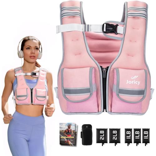 Adjustable Weighted Vest Woman 5-12lb/9-16lb/17-24lb/23-30lb Weight Vest with Reflective Stripe, Zipper Rucking Running Vests for Women Men Workout Walking Strength Training Weight Loss Fitness Weightlifting
