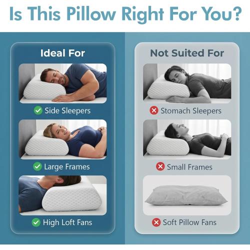 High Profile Pillow for Heavy People & Big Guys - Extra Thick Sleep Support for Broad Shoulders, Side Sleepers & Large Frame Adults 25X15X5.5”