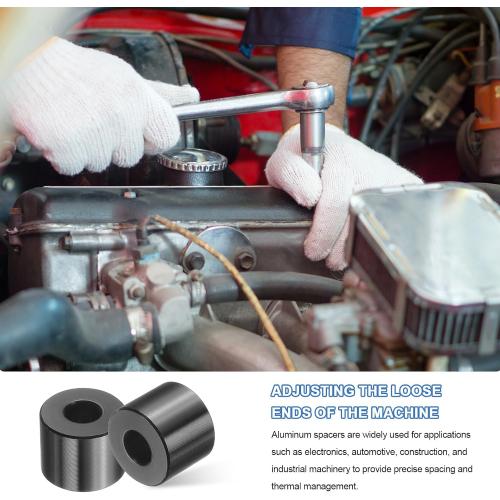 uxcell 10 Pcs Aluminum Spacer, 1/4 Bore x 5/8 OD x 1/2 Length Black Round Spacer Unthreaded Standoff Bushing Plain Finish Metal Spacers