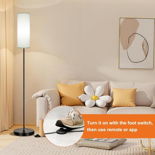FRIDEKO HOME Floor Lamp, 9W 800LM Color Changing Smart Bulb, White Shade