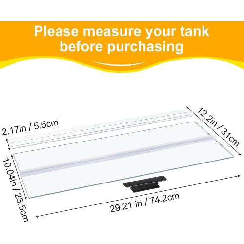 29.21x11.69 x0.16in Clear Tempered Glass Canopy | Aquarium Fish Tank Hoods FITS FOR most 20Long/29 gallon Fish tanks (Aqueon, marine land & perfecto)