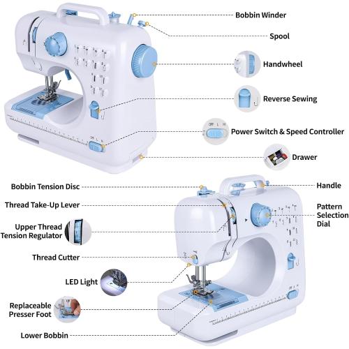 Mini Sewing Machine for Beginners & Kids with Extension Table, Portable