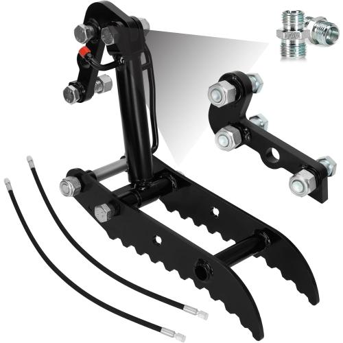 Mini Excavator Hydraulic Thumb,Compatible with Typhon&Agt Mini Excavators under 3 Tons,3-Hole Hydraulic Thumb for Chinese and L-Bracket Classic Mini Excavators,with L-Shaped Bracket&2 Hydraulic Hoses