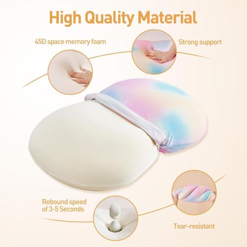 Cervical Neck Pillow Memory Foam for Pain Relief,Ergonomic Cooling Pillow for Sleeping Odor-Free，Ideal for Side Back and Lying Sleepers (Multicolor)