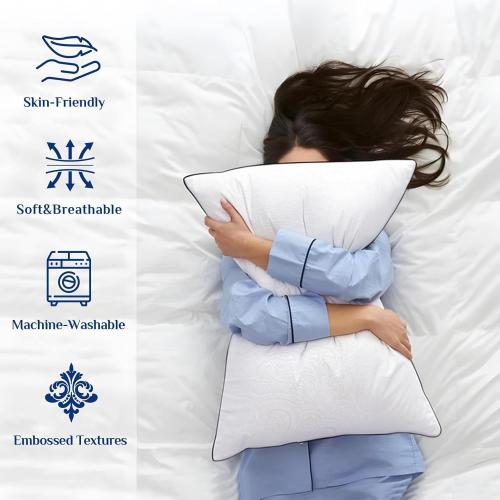 JOLLYVOGUE Standard Pillows Set of 2, Cooling and Supportive Pillows Full Size Set of 2 for Side and Back Sleepers, Down Alternative Hotel Collection Sleeping Pillow