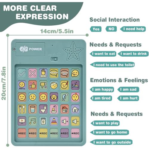 AAC Device for Autism, Communication Device for Nonverbal Kids & Adults with 6 Programmable Buttons & Adjustable Volume, Sensory Toys for Autistic Kids Ages 3-7