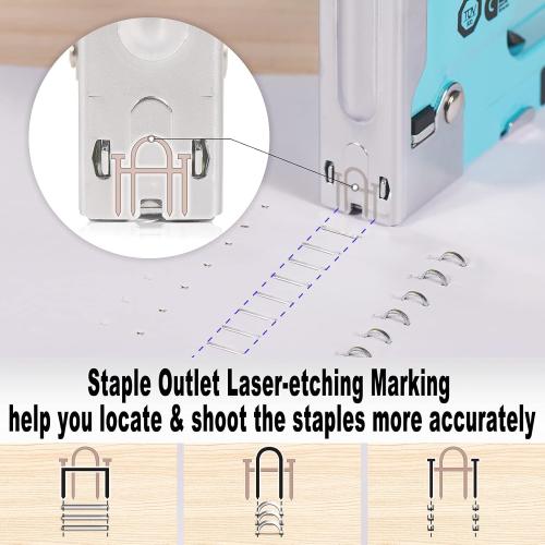 Blue SHALL Staple Gun Heavy Duty, 3-in-1 Upholstery Staple Gun Kit with 3000 Staples, Staple Remover, Manual Brad Nailer with Specific Staples Outlet Position Indicator