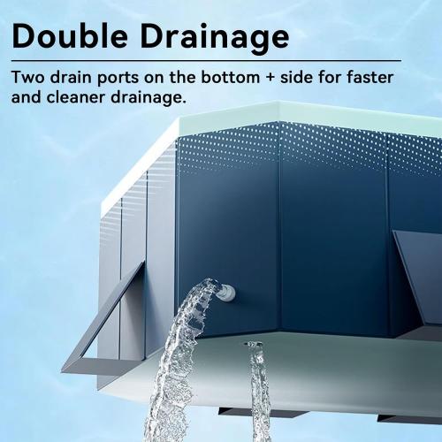 Foldable Swimming Pool, Rectangular Above Ground Swimming Pool for Outdoor Family Square Pool with Drain Plug and Drain Hole, Easy to Assemble, Pool for Backyard Dog Pools (3m)