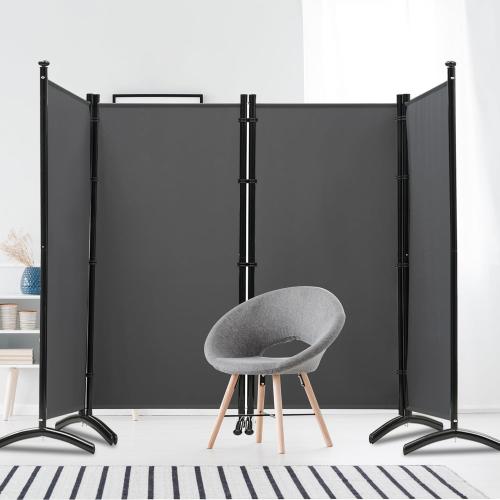 Spurgehom 4 Panel Room Divider Folding Privacy Screen, Freestanding Fabric Partition Portable Room Partition Wall Dividers for Home Office Room Restaurant, 136 W X 72 H (Grey)
