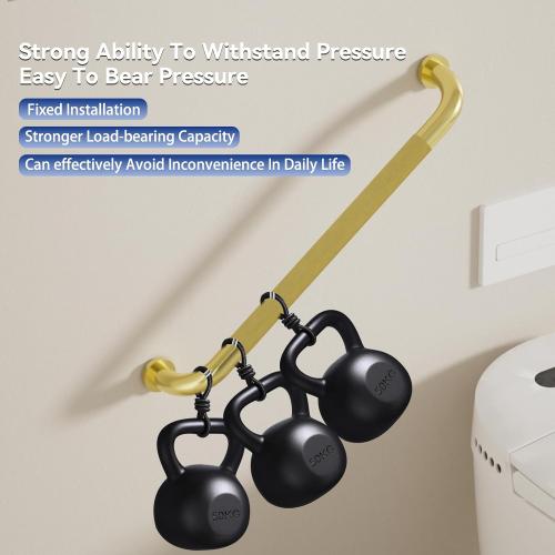 24 Inch Shower Grab Bar, Brushed Gold Bathroom Grab Bar Handle with Anti-Slip Knurled Grip, Stainless Steel Bath Balance Bar, 1.25 Diameter Bath Safety Bar Support for Seniors Elderly Pregnant