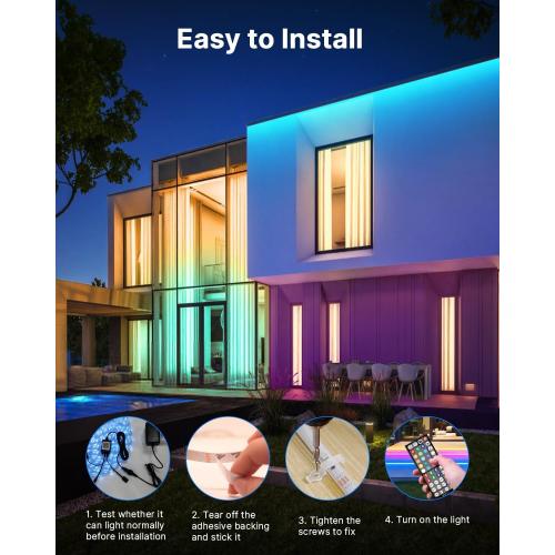 100FT Outdoor LED Strip Lights Waterproof (2 Rolls of 50ft) IP65 Led Strip Lights with Remote, RGB Color Changing Christmas Rope Lights for Outside