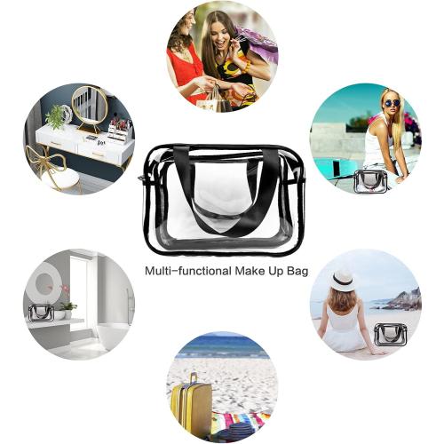 Clear Toiletry Bag for Women Men, Portable Large Travel Makeup Bag, Waterproof & Draining Transparent Cosmetic Bag, Carry On Airport Airline Compliant Bag