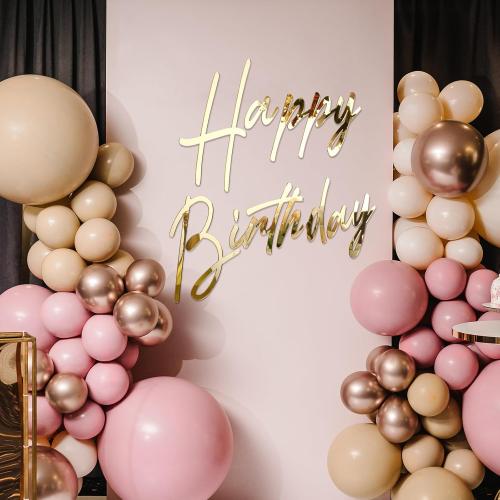 Yousoontic Happy Birthday Sign for Backdrop, 23 x 20 Inch, Classic, Silver