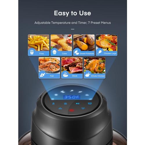 Air Fryer Lid for Instant Pot 6Qt/8Qt, 7 in 1 with LED Touchscreen, Turn Your Pressure Cooker Into in Seconds, Air Fryer Accessories and Recipe Cookbook Included