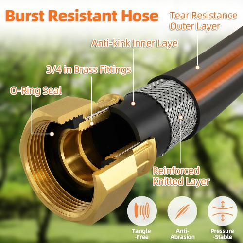 Retractable Garden Hose Reel 100 FT, 1/2 Heavy Duty Garden Hose 435 PSI Burst Pressure, Wall Mounted Water Hose Reel with 10-Pattern Nozzle, 180° Swivel, Slow Auto Rewind & Any Length Lock