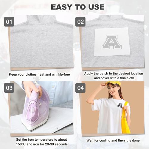 MECCANIXITY Iron on Letter Patches, 3 Pcs 3.1/7.8cm Alphabet E Iron on Embroidered Applique Sew on Patches for Clothes, Dress, Socks, Jeans, Hats, DIY Accessories(Green)