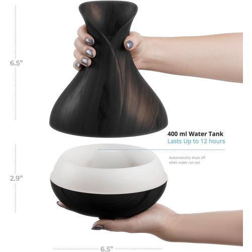 Smart WiFi Wireless Essential Oil Aromatherapy 400ml Ultrasonic Diffuser & Humidifier with Alexa & Google Home Phone App & Voice Control - LED & Timer Settings Dark Brown