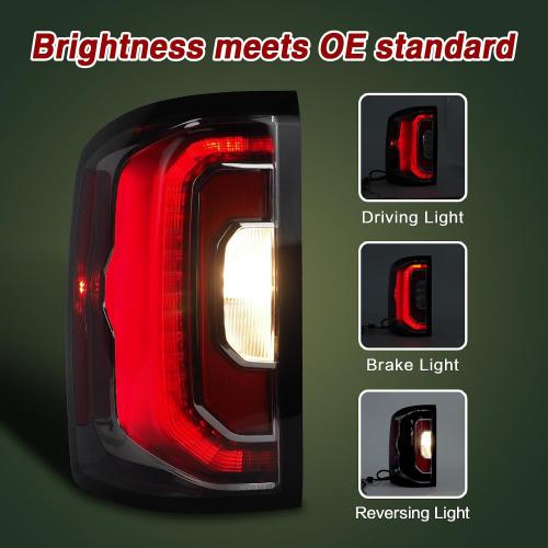 LED Tail Lights Compatible with 2016 2017 2018 GMC Sierra 1500/GMC Sierra 1500 Denali Left Driver Side Rear Lamp Brake Taillight 84233587 84365930 GM2800295(Red left driver's side)