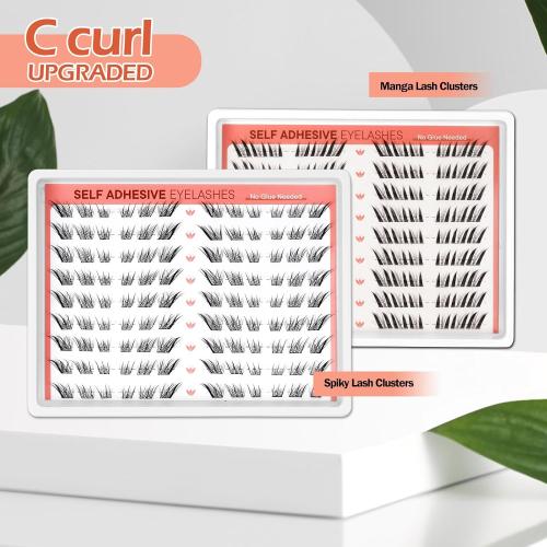 Self Adhesive Lash Clusters, Manga Eyelash Clusters Spiky Cluster, Fairy Lashes Cluster, Eyelash Clusters Extension Pre Glued No Glue Needed No Remover No residue, Anime Clusters for Beginner